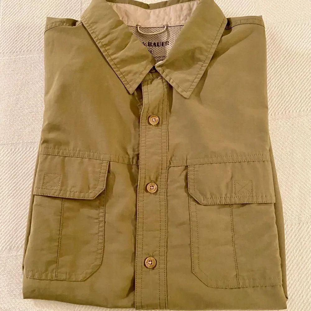 Eddie Bauer Sport Men's Khaki Medium Short Sleeve Vented Shirt.